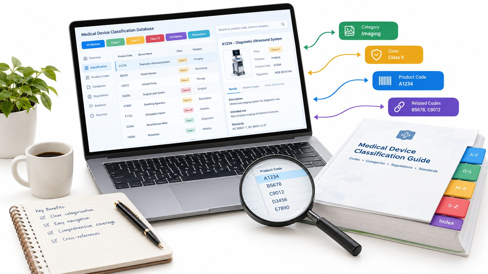 FDA device classification database and product code records