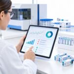 Laboratory scientist reviewing IVD performance data on a tablet, illustrating post market surveillance under the IVDR
